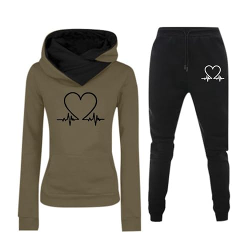 Generisch Sport Set Für Damen, Jogginganzug Damen Set Baumwolle Trainingsanzug Oversize Hoodie Und Hose Hausanzug Mit Kapuze Outdoor Lounge Set Sportanzug Sportlich Baggy Freizeitanzug Tracksuits von Generisch