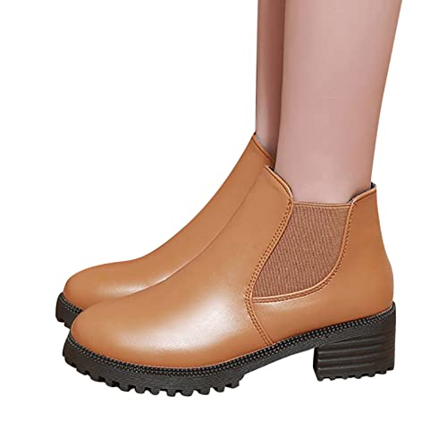 Generisch Stiefeletten Damen Elegant Winter Reitstiefel Lederstiefel Chelsea Leichte Trachtenschuhe Atmungsaktiv Anti-Rutsch Schuhe Weitschaftstiefel Halbhoch Freizeit Winterstiefel Schnürstiefel von Generisch