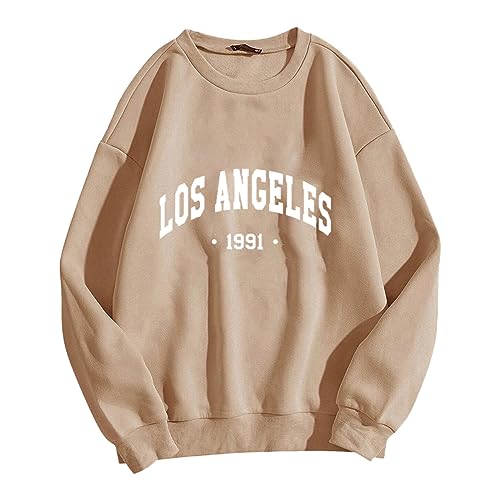 Generisch Sweatshirt Damen Ohne Kapuze Rundhals Oberteile Casual Basic T-Shirt Drucken Sport Streetwear Sweatshirts Ohne Kapuze Thermo Pulli Damen Herbst Winter Pullover Oberteile Kleidung von Generisch