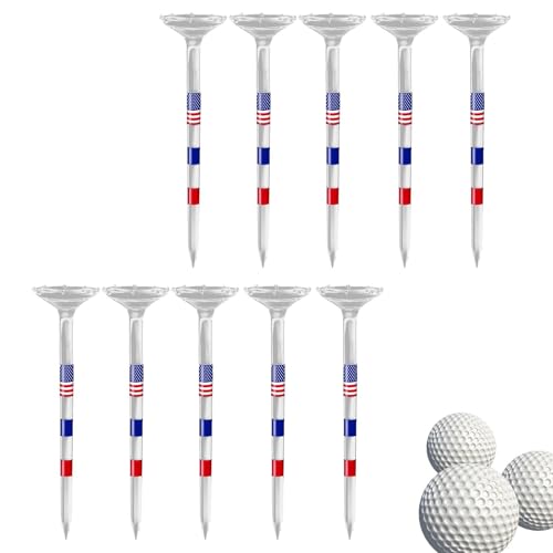 Generisch Tees Pegs Golf,Transparente Golf-Tees | Stabiles Golf-Tee Transparent,Golf-Tees mit amerikanischem Flaggen-Design, unzerbrechlich, Golftraining, multifunktional für das Übungstraining von Generisch