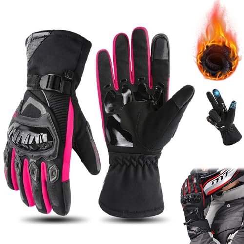 Generisch Thermo Grip Motorcycle Gloves, Thermogrip - The Insulated Weatherproof Motorcycle Gloves, Motorcycle Winter Gloves Riding Carbon Fiber Gloves Touchscreen for Men Women (Pink,M) von Generisch