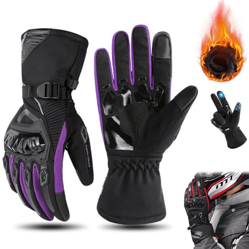 Generisch Thermo Grip Motorcycle Gloves, Thermogrip - The Insulated Weatherproof Motorcycle Gloves, Motorcycle Winter Gloves Riding Carbon Fiber Gloves Touchscreen for Men Women (Purple,XL) von Generisch