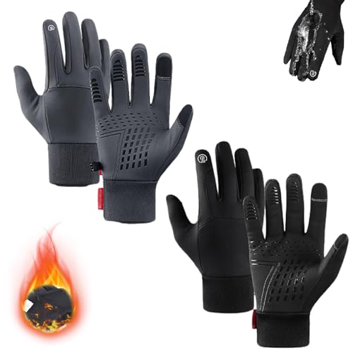 Generisch Thermo Handschuhe, Thermo Slim Handschuhe, Handschuhe Herren Winter, Thermo Handschuhe Herren, Warme Fahrradhandschuhe, Verdickte Touchscreen-Skihandschuhe (Schwarz + Grau, M) von Generisch