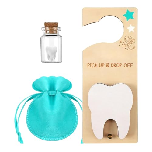 Generisch Tooth Fairy Door Hanger, Tooth Fairy Pick Up and Drop Off, Tooth Fairy Tooth Holder Bag with Money Slot, Tooth Fairy Box for Comforting Kids with Lost Teeth von Generisch