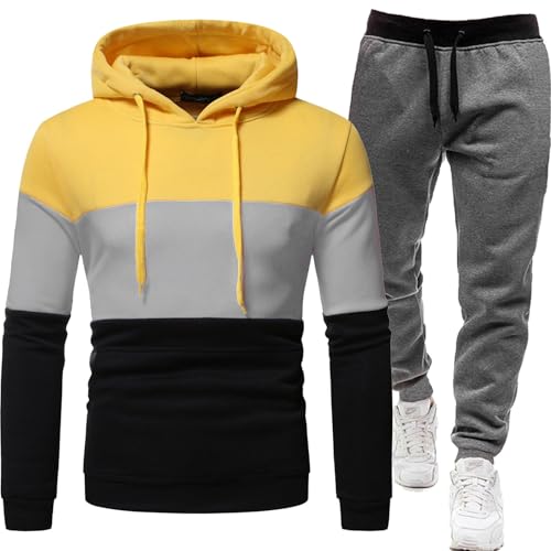 Generisch Trainingsanzug Herren & Zweiteiler 2-Teiliges Sportanzug Freizeitanzug Tracksuit Fitnessanzug Trainingshose Trainingsanzug Kapuzenpullover + Jogginghose Jogginganzug Sweatjacke Sport Anzug von Generisch