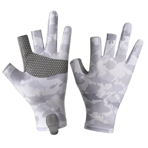 Generisch UV-Schutzhandschuhe zum Angeln, Sonnenhandschuhe für Damen UV-Schutz - UPF50+ verschleißfeste Angelhandschuhe,Ruderhandschuhe, atmungsaktiv und bequem, Angelzubehör von Generisch