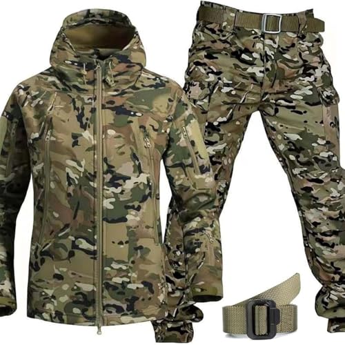 Generisch Uniformen Herren Jacke Und Hose Stück Sets Wasserdicht Militärische Uniform Tarnung Taktische Anzug Military Camo Für Airsoft Paintball Camping Outdoor Sportarten,D,3XL von Generisch