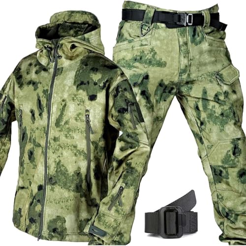 Generisch Uniformen Herren Jacke Und Hose Stück Sets Wasserdicht Militärische Uniform Tarnung Taktische Anzug Military Camo Für Airsoft Paintball Camping Outdoor Sportarten,F,XL von Generisch