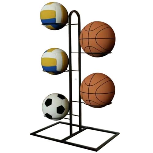 Generisch Vertikales Ball Aufbewahrungsregal, 4-stufiger Basketball Aufbewahrungsständer, Fußball Aufbewahrungsregal, Fußball Ausstellungsstand, Ballhalter, Garagen Sportgeräte Organizer von Generisch