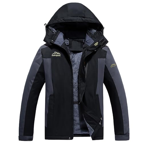 Generisch Wanderjacke Damen Winter, Men Winter-Jacket, Winter Schwarz, Snowboardjacke Herren Warme, Men Regenjacken Für Herren Reduziert, Atmungsaktiv Winter Men Jacket, 3 In 1 L von Generisch