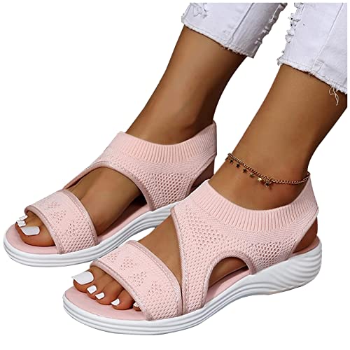 Generisch Walking Sandals Women Comfort Knit Sports Sandals, Summer Washable Slingback Orthopedic Slide Sport Sandals Mesh Soft Sole Casual Women's Shoes von Generisch