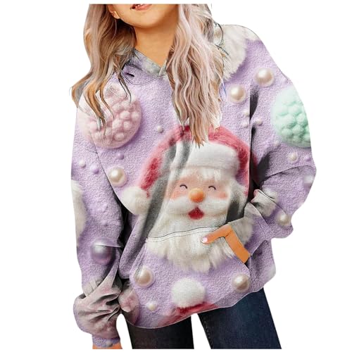 Generisch Weihnachten Hoodie Mädchen Ugly Christmas Pullover Weihnachtsmotiven Druck Weihnachtspulli Lustig Kapuzenpullover Festlich Weihnachtspullover Mit Kapuze Weihnachtsshirt Warme Sweatshirt von Generisch