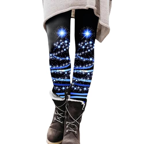 Generisch Weihnachts Leggings Damen Laufhose Tights Elastische Strumpfhosen Slim Fit Hohe Taille Lange Fitnesshose Freizeithosen Leggings Weihnachts Druck Blickdichte Sport Yogahosen von Generisch