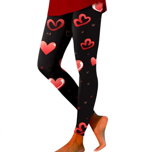 Generisch Yogahose Für Damen Fitness Loungewear Hohe Taille Jogginghose Valentinstag Pants Bequeme Lockere High Waist Frauen Laufhose Love Print Winterleggings von Generisch