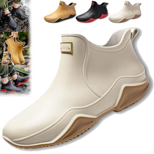 Generisch Zemure Rainies, wasserdichte Regenstiefel von Zemure, rutschfeste, verschleißfeste, wasserdichte Regenschuhe für Arbeiten und Angeln im Freien (Beige,37) von Generisch