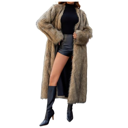 Generisch dealJacke Damen strickjacken flauschige jacke kunstpelz mantel damen lang Warm Herbst Wintermantel Mit Taschen von Generisch