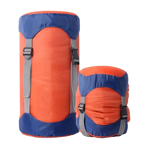 Generisch wasserdichter Schutzschlafsack Kompressionssack | Robuster wasserdichter Kompressionsbeutel | Vielseitiger Camping-Sachensack | S, M, L, Schlafsäcke und Campingmatten, Blau und Orange von Generisch