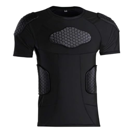 Gepolstertes Kompressionsshirt für Herren, Fußball-Rippenschutz, gepolsterte Kompression für Fußballtrikot, Paintball, Baseball, Basketball von Generisch