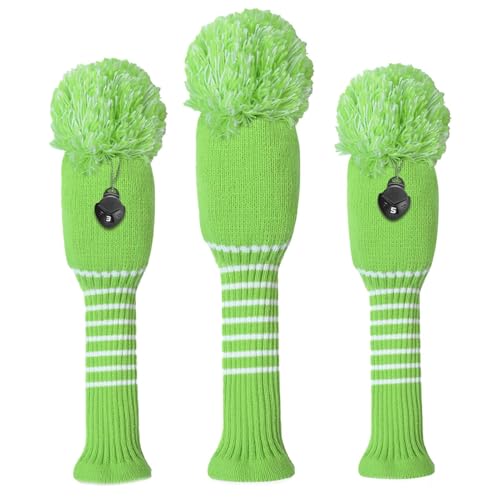 Gestrickte Golf-Schlägerkopfhüllen,Golfschläger-Kopfhüllen | 3 Stück Golfschlägerhüllen Golfschlägerhauben-Set - Lustige Golfschläger-Sockenhüllen für Damen, Golftasche, Outdoor von Generisch