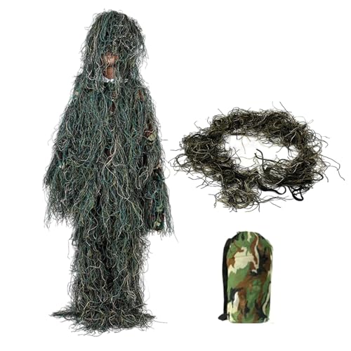 Ghillie-Anzug – 3D-Camouflage-Ghillie-Anzug | Vogelbeobachtungs-Tarnkleidung | Herren-Jagdbekleidung Mit Tarnung, Bester Ghillie-Anzug, Atmungsaktive Scharfschützen-Gras-Kleidung, Vogelfotografie-Klei von Generisch