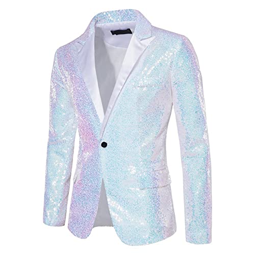 Glitzer Jacke Herren, Sakko Herren Shining Glitzer Anzug - Blazer Pailletten Hochzeit Anzugjacke Stylish Smokingjacke Jacke Glitter Karneval Kostüm Für Party Festlich von Generisch