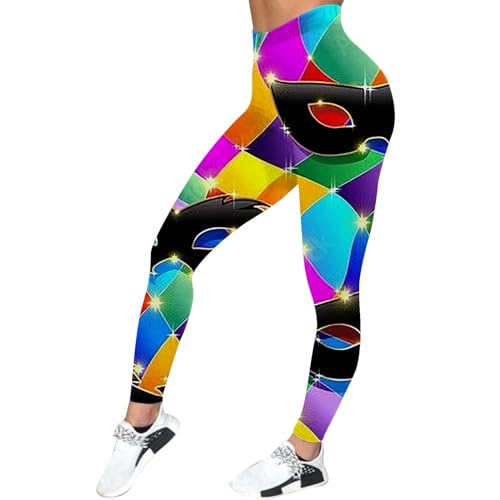 Glitzer Leggings Damen Baumwolle Radlerhose Weiche Leggings Pailletten Schlaghose Blickdicht Strumpfhose Thermo Kostüm Ballett Sport Leggings Party Freizeithose Stretch Laufhose von Generisch