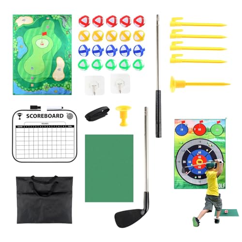 Golf-Chipping-Matten-Set, Kinder-Golf-Chipping-Spielmatte - Chip-Spiel für Hinterhof-Spielgeräte | Doppelseitige Chipping-Golfspielmatte und Dartmatte mit 20 Bällen, Golfspielausrüstung für Erwachsene von Generisch