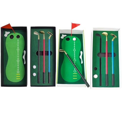 Golf-Kugelschreiber,Golf-Stifte, Lustiges Kugelschreiber-Spielzeug, Golf-Stift-Set inklusive Putting Green, Flagge, 3 Golfschläger-Stiften und 2 Bällen, Desktop-Golf für Papa von Generisch