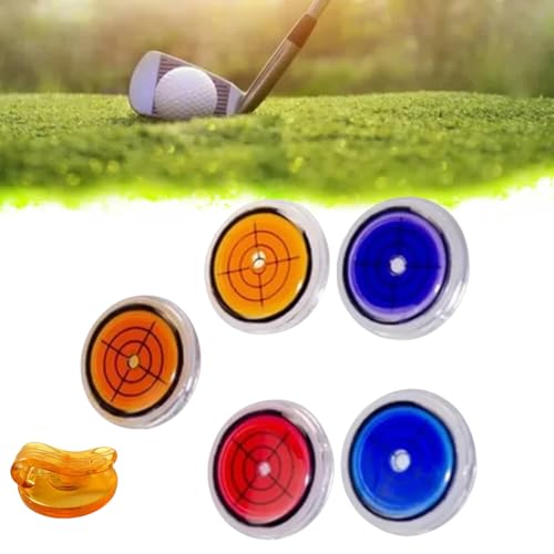 Golfball-Marker, runde Kappe, Clip-Markierung mit Level-Funktion für Männer und Frauen, Golfer, Golfball-Marker, Zubehör, 5 Stück von Generisch