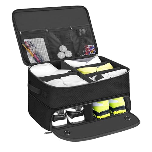 Golfkoffer-Organizer – Golf-Organizer für Auto, faltbare Aufbewahrungstasche für Golfzubehör, Unisex-Golfballbox für Kofferraum, platzsparende Golfball-Tasche für Socken, Golfbürste, Fahrzeug-Reisebox von Generisch