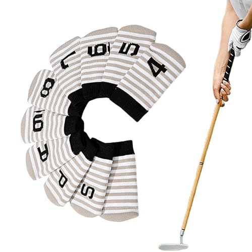 Golfschläger-Abdeckungs-Set, Golfschlägerabdeckungen, gestrickte Socken-Form, Golfschläger-Kopfschutz mit Nummernschild, Golfzubehör von Generisch