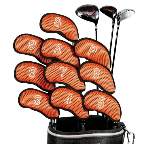 Golfschlägerhauben für Hölzer, besticktes Schlägeretiketten-Set für Eisen, Holz, Hybriden – Schlägerhaube, Golfzubehör für Männer schützen Ihre Schläger mit Stil von Generisch