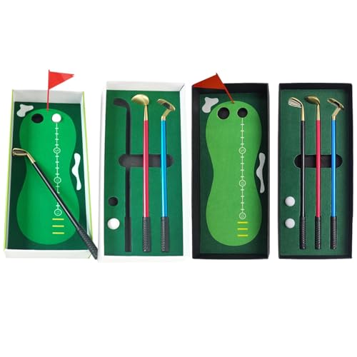 Golfstifte,Golfstift-Set, Golf-Desktop-Spiele, Golf-Stift-Set inklusive Putting Green, Flagge, 3 Golfschläger-Stiften und 2 Bällen, Desktop-Golf für Papa von Generisch