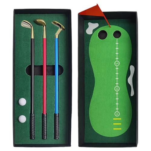 Golfstifte,Golfstift-Set | Tragbares Spielzeug mit Clubstiften - Kleines Golfspielset mit Putting Green, Flagge, 3 Golfschlägern, Stiften und 2 Bällen für Kollegen von Generisch