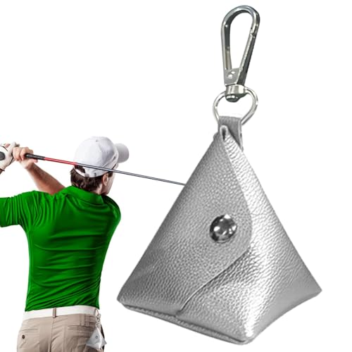Golftee-Tasche – PU-Leder-Golfballtasche mit Magnetverschluss, Golfzubehör, Golfball-Aufbewahrungstasche mit Metall-Karabiner für Golftraining, Wettbewerb von Generisch