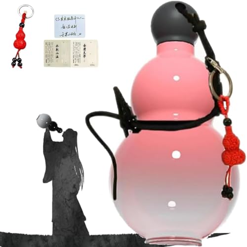 Gourd Wasserflasche, 800 ml, einzigartige Sport-Reise-Wasserflasche für Fitnessstudio, chinesische Retro-inspirierte Wu Kong Trinkflasche, langlebige Wasserflasche im Kürbis-Stil, Rosa von Generisch