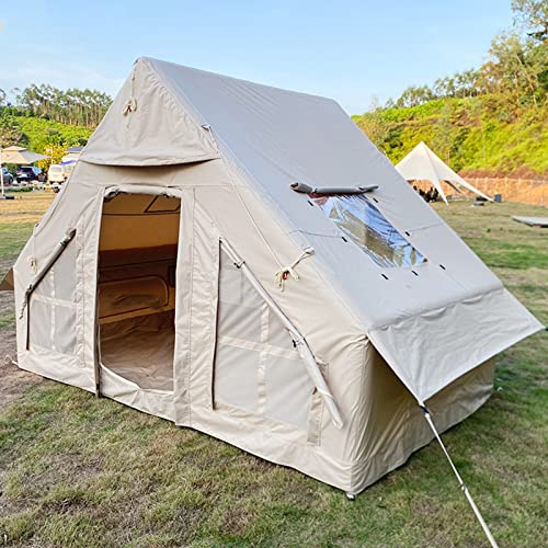 Großes Jurtenzelt für Familien-Camping, aufblasbares Glamping-Zelt mit einfacher Einrichtung, wasserdichtes Oxford-Canvas-Tipi, atmungsaktiv & geräumiges Glockenzelt für 2 8 Personen, ideal für von Generisch