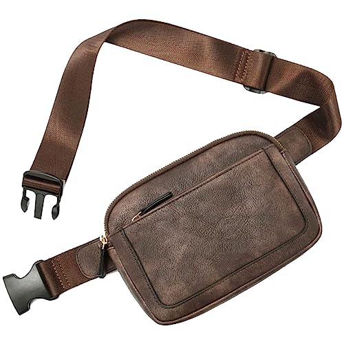 Gürteltasche für Damen, Crossbody-Hüfttasche, verstellbarer Riemen, veganes Leder, modische Bauchtasche, Einheitsgröße, Kaffeebraun von Generisch