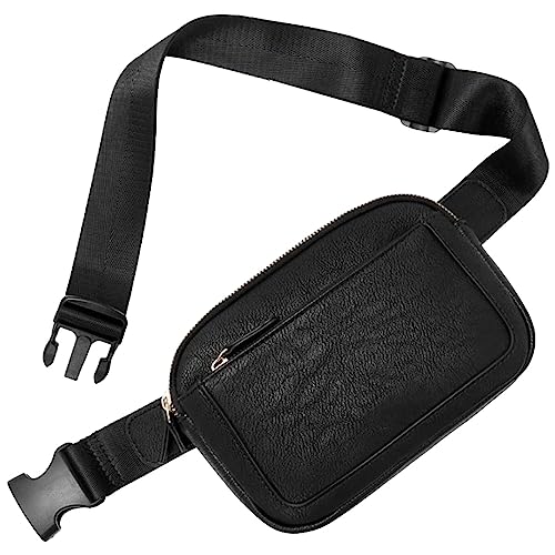 Gürteltasche für Damen, überall Crossbody, Hüfttasche, verstellbarer Riemen, veganes Leder, Bauchtasche, Hüfttaschen für Kinder (Schwarz, Einheitsgröße) von Generisch