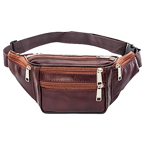 Gürteltasche für Damen und Herren, einfarbig, Leder, Hüfttasche, Reisen, Outdoor, Hüfttasche, Sport, groß, Kapazität, Handy, Laufen, Hüfttasche für Kinder (Braun, Einheitsgröße) von Generisch