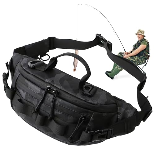 Gürteltasche zum Fliegenfischen, verstellbare Brusttasche zum Fliegenfischen mit Hüftgurt, tragbarer Fliegenwanderrucksack, Outdoor-Zubehör zum Laufen, Radfahren, Wandern, camouflage, Refer to von Generisch