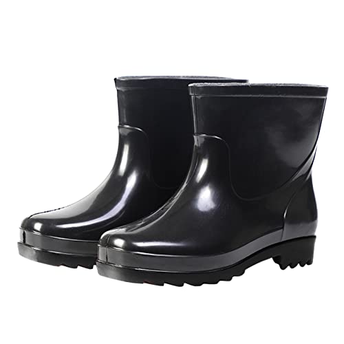 Gummistiefel Damen Gartenschuhe Lässig wasserdichte Gummistiefel Halbhoch Rain Boots Women Kurz Arbeit PVC Halbhohe Regenstiefel Regenschuhe Gumischtifel Stiefel Gummischuhe Schwarz EU 42 von Generisch