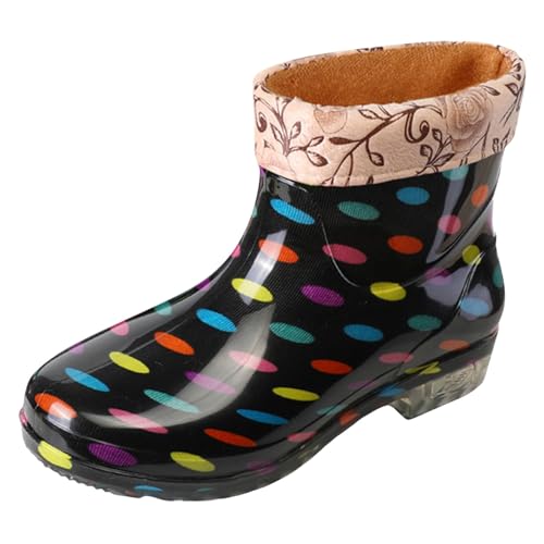 Gummistiefel Damen Gartenschuhe wasserdichte Halbhoch Gummistiefel rutschfest Lässig Gefüttert Halbhohe Damen Garten Regenstiefel Regenschuhe Gumischtifel Stiefel Gummischuhe Gelb EU 38.5 von Generisch