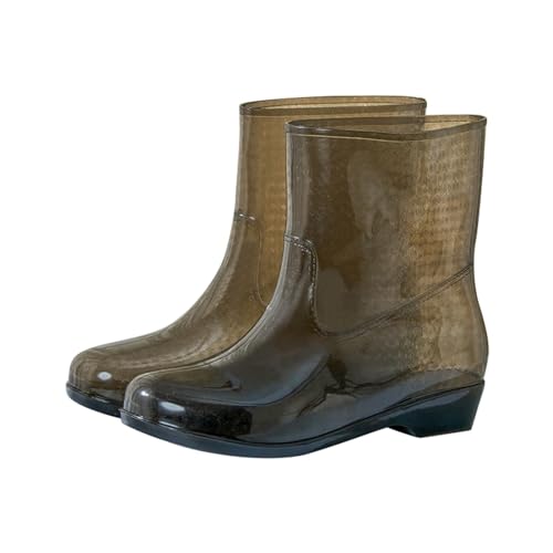 Gummistiefel Damen Halbhoch Leicht Transparent Regenschuhe Sommer Anti-Rutsch wasserdichte Reitstiefel Bequem Mit Absatz Stiefeletten Einfarbig Mit rutschfest Sohle Gartenschuhe Weit Regenstiefel Gummistiefel Damen Halbhoch Leicht Transparent Regenschuhe Sommer Anti-Rutsch wasserdichte Reitstiefel Bequem Mit Absatz Stiefeletten Einfarbig Mit rutschfest Sohle Gartenschuhe Weit Regenstiefel von Generisch