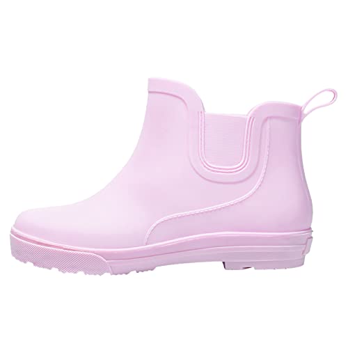 Gummistiefel Damen Halbhoch Stiefeletten Gummi Regenschuhe Gumischtifel wasserdichte rutschfest Rain Boots Women Gummistiefel Gartenschuhe Regenstiefel Arbeit Damen Stiefel Gummischuhe Rosa EU 36 von Generisch