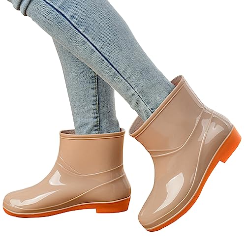 Gummistiefel Damen Hoch Wasserdicht Mit rutschfest Sohle Langschaft wasserdichte Stiefeletten Gummistiefel Kurze Regenstiefel Wasserdicht Chelsea Stiefel Mode Gartenschuhe Garten Stiefel Anti Rutsch von Generisch