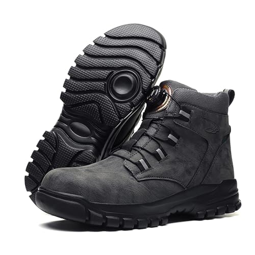 Gummistiefel Herren, Sicherheitsstiefel Herren S3 Wasserdicht Arbeitsschuhe - Pu-Leder Mit Stahlkappe Sicherheitsschuhe Rutschfest Arbeitsstiefel Drehknopf Anti-Smash Und Anti-Punktur Unisex Arbeit Ve von Generisch