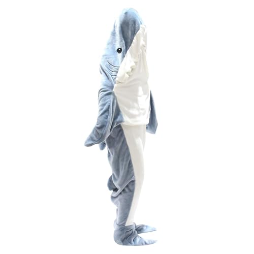Hai Decke Erwachsene Weich Flanell Hai Decke Schlafsack Shark Schwanz Anzug Super Weich Blau Hai Schlafsack Geschenk Für Erwachsene Gemütlich Hoodie Kostüm von Generisch