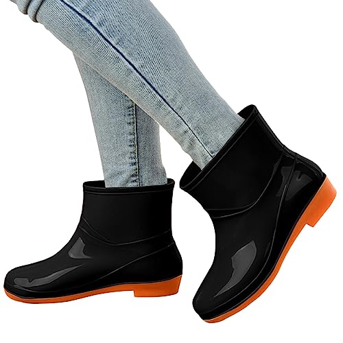 Halbhohe Gummistiefel Damen Bunt - Mit Einfarbig Regenschuhe Chelsea-Stiefel Anti-Rutsch Bequem Gummischuhe Leicht Protective wasserdichte Sommer Absatz Safety Schwarz Transparent Reitstiefel Halbhohe Gummistiefel Damen Bunt - Mit Einfarbig Regenschuhe Chelsea-Stiefel Anti-Rutsch Bequem Gummischuhe Leicht Protective wasserdichte Sommer Absatz Safety Schwarz Transparent Reitstiefel von Generisch