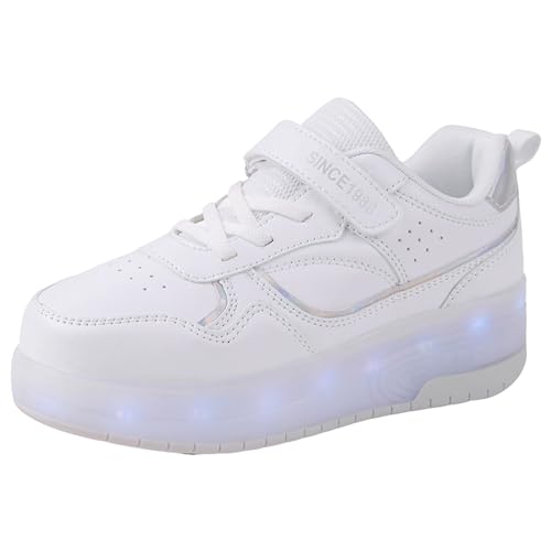 Hallenschuhe Kinder Klettverschluss Schuhe Kinder Mädchen Mädchen Sportschuhe Tennisschuhe Kinder Sportschuhe 36 Mädchen Turnschuhe Kinder 33 Mädchen Weiß，29 von Generisch